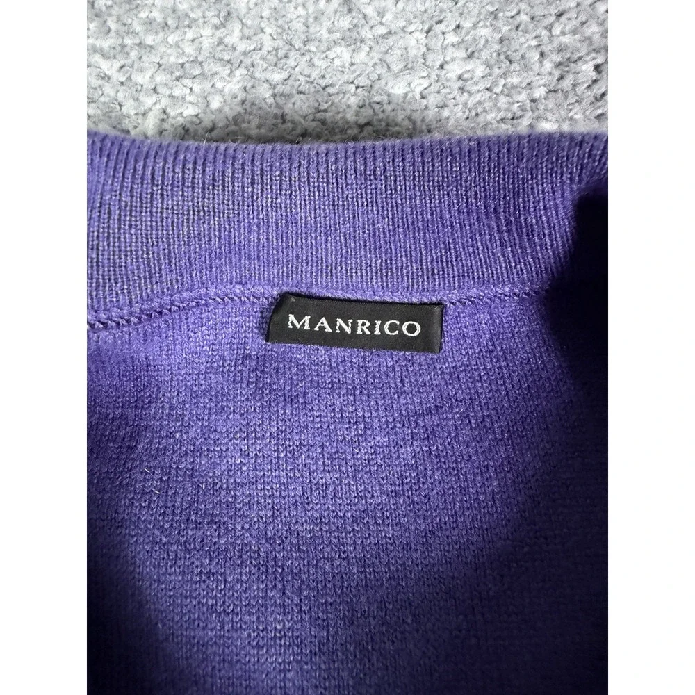 MANRICO 100% Cashmere Mens XL Purple Full Zip Sweater Jacket Made in Italy
